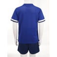 thumbnail image 4 of inlzdz Kids Soccer Uniform Training Outfit Boys V Neck T Shirt Practice Undershirt with Inner Blue M, 4 of 7