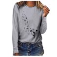 thumbnail image 1 of Pompotops T-shirt Décontracté Imprimé pour Femmes Col Rond Manches Longues Blouse, 1 of 4