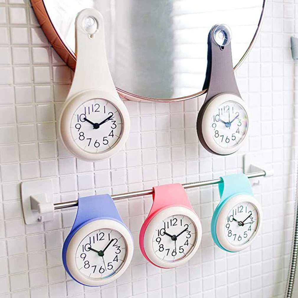 Kitchen Bathroom Waterproof Wall Clock Silent Creative Shower Clocks with Sucker 