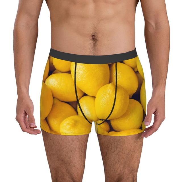 Balery Ripe Yellow Lemon Calzoncillos bóxer para hombre, ropa interior de algodón suave y transpirable con cinturilla de nailon-XX-Large
