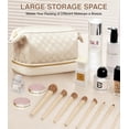 thumbnail image 4 of Bolsa de maquillaje Hairao, grande, de doble capa, impermeable, color beige, 4 of 7