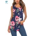 thumbnail image 3 of Deago Women's Plus Size Flowy Tank Tops Summer Sleeveless Loose Fit Pleated Tunic Shirts (Blue, 2XL), 3 of 6