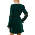 thumbnail image 2 of CITY STUDIO Womens Green Unlined Lace Insets Pullover Long Sleeve Surplice Neckline Short Party Fit + Flare Dress Juniors XL, 2 of 2