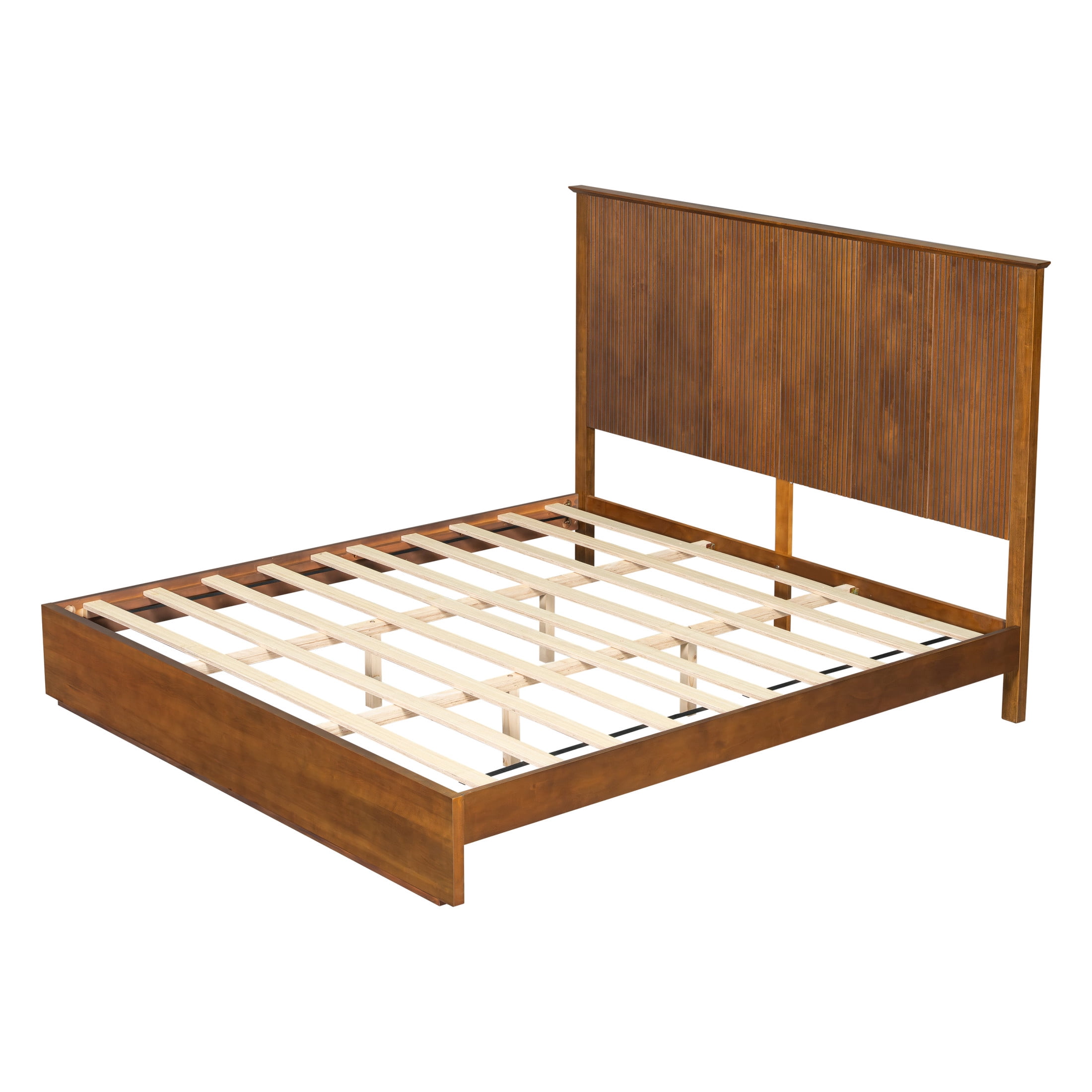 Christopher Knight Home Contemporary King Size Solid Wood Platform Bed Frame, Slat Support, Brown
