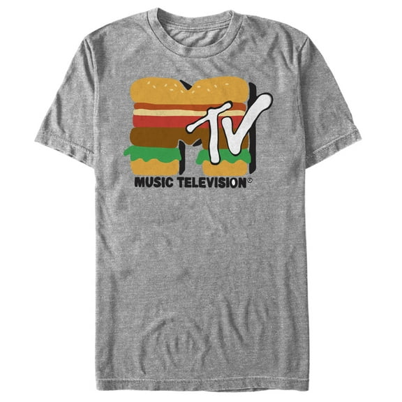 Men's MTV Cheeseburger Logo  Graphic Tee Athletic Heather X Large