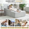 thumbnail image 2 of GVN Living Room Sleeper Sofa with Chaise Lounge & Pillows, 67" Convertible Sofa Bed, Oversized Deep Seat Corduroy, Light Gray, 2 of 10