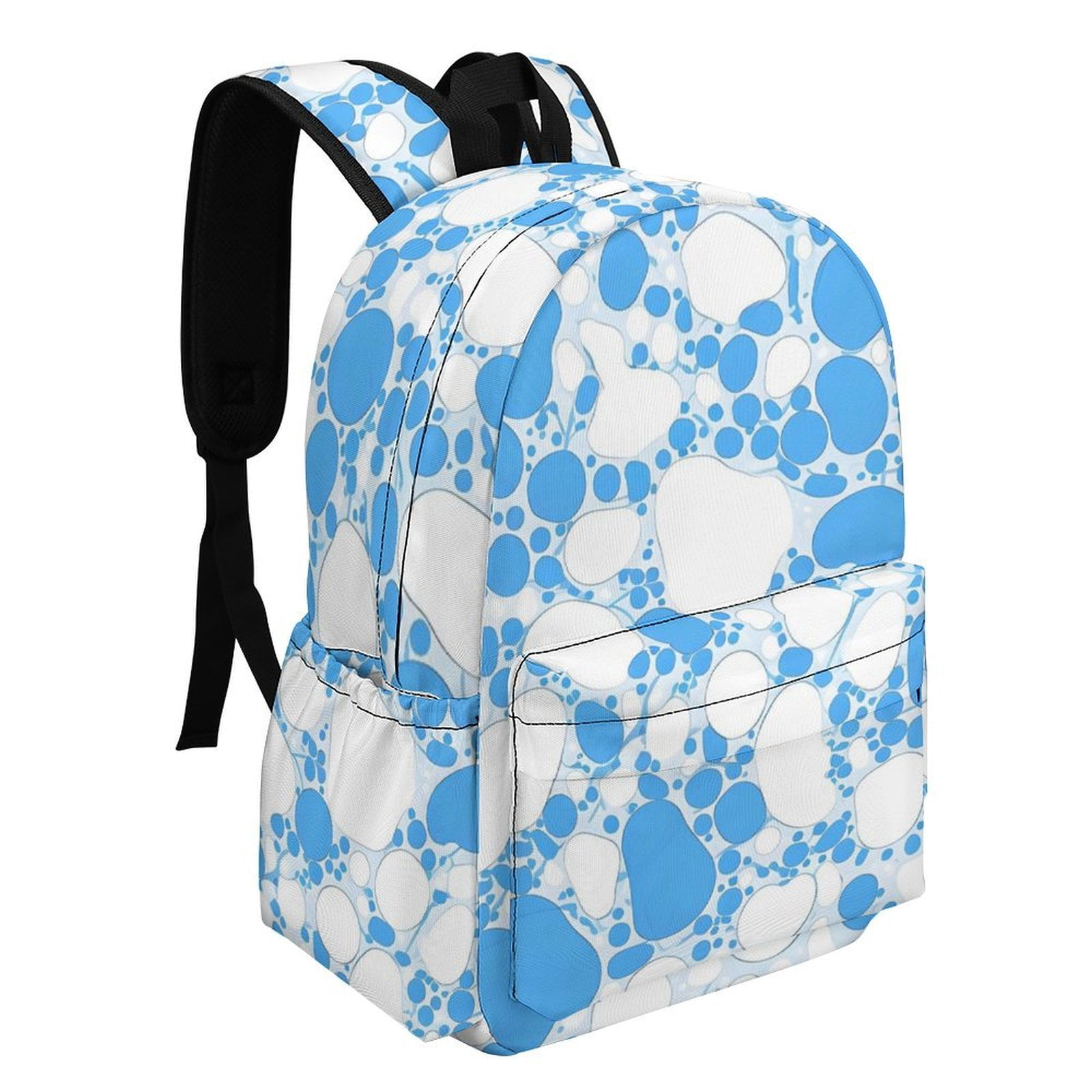 Large Capacity Half Print Backpack 11.8×16.5×5.9in Multifunctional Zipper Design Convenient Switch Milk Cow Skin Print Style PowDerBlue_4