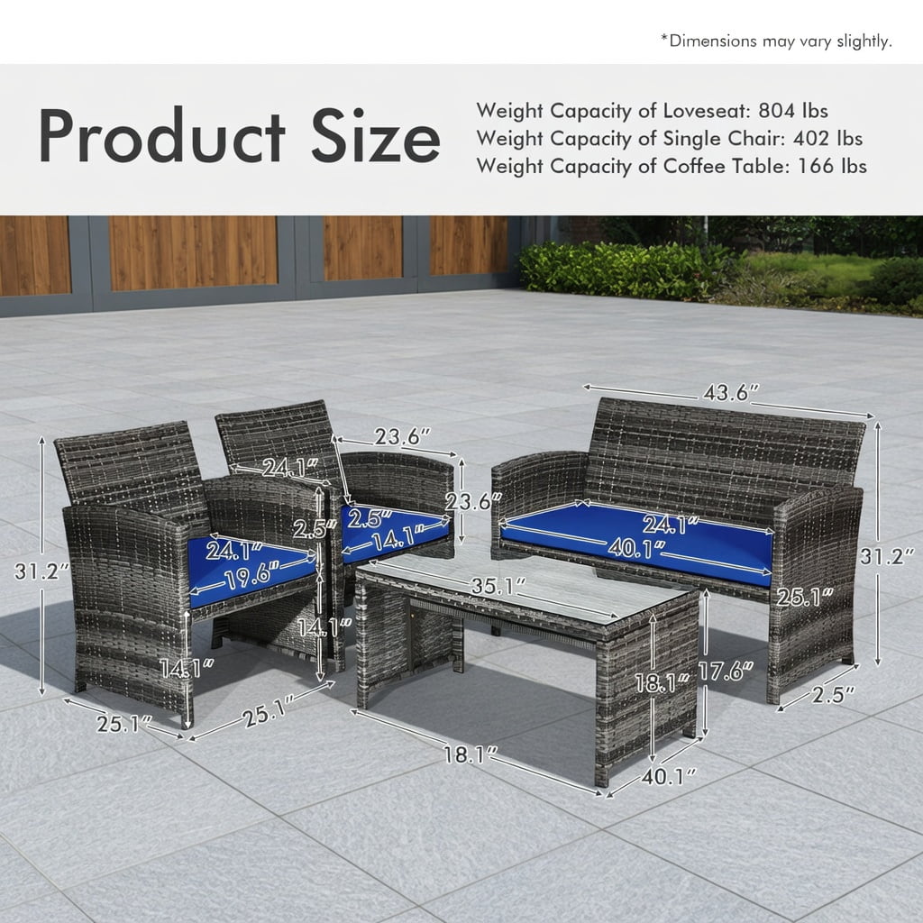 Hommoo 2-Piece Outdoor Patio Loveseat & Coffee Table Set with Cushions, Steel Frame, Weather-Resistant, Turquoise