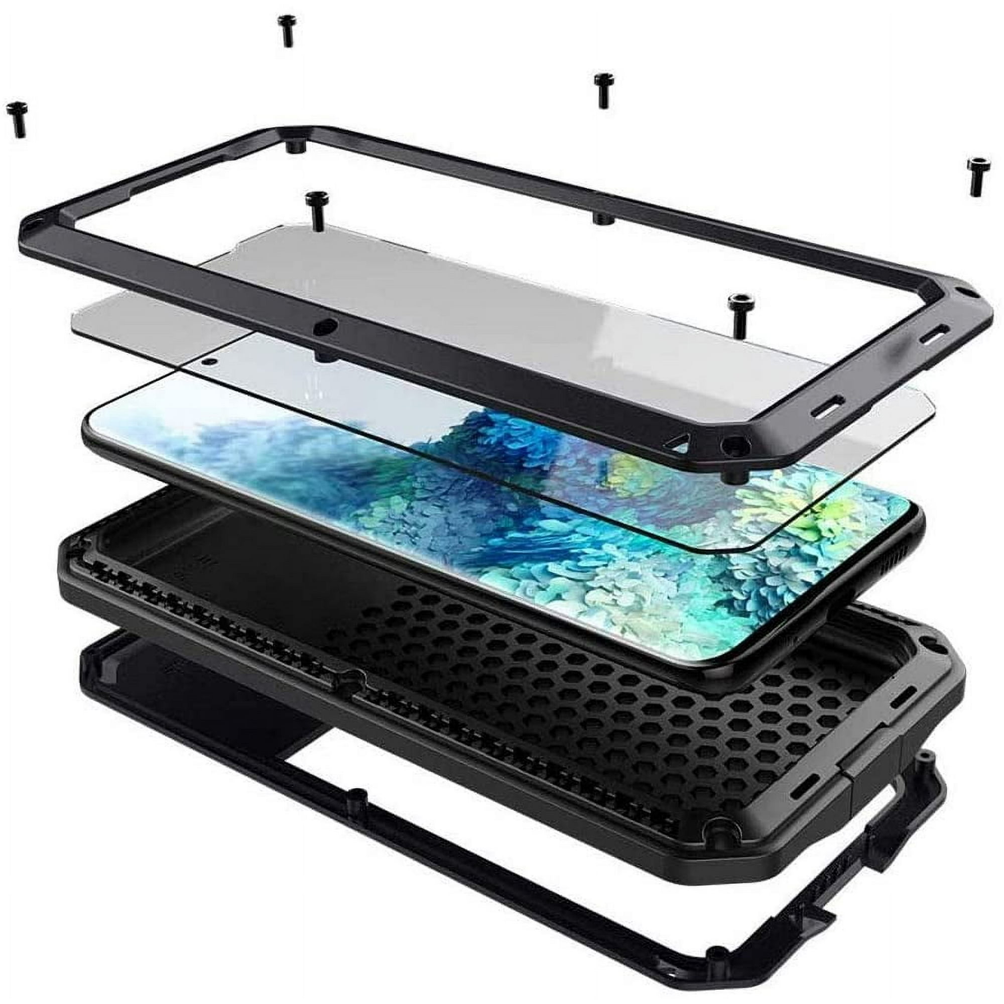 for Galaxy S20 Case,Full Body Protective Cover Heavy Duty Shockproof [Tough Armour] Aluminum Alloy Metal Case with Silicone Built-in Screen Protector for Samsung Galaxy S20 5g 6.2" - Black