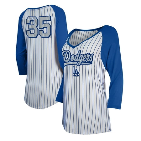 Cody Bellinger Los Angeles Dodgers 5th & Ocean by New Era Women's Player Pinstripe Raglan 3/4-Sleeve T-Shirt -