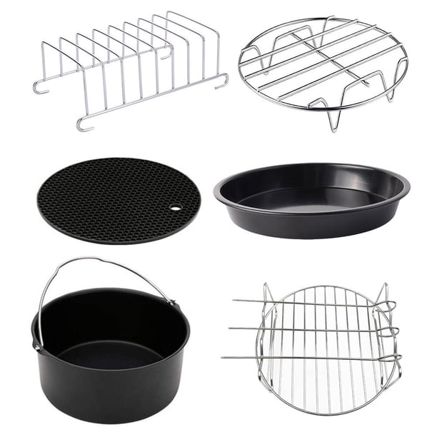 Juego de 6 bandejas para freidora de aire de 7 pulgadas, accesorios para freír y hornear, bandeja para pizza
