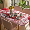 thumbnail image 3 of Pink Valentine's Day Table Cloths for 4 Foot Rectangle Tables, Love Heart Gnomes Truck Roses Plaid Patio Waterproof Elastic Fitted Tablecloths, Washable Rectangular Table Cover for Camping, 3 of 8