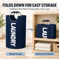 thumbnail image 6 of 90L Large Laundry Basket Bag, Tall Freestanding Collapsible Laundry Bag, Waterproof Oxford Fabric Clothes Storage Basket with Padded Handles for Dorm, Bedroom, Bathroom & Travel, Navy Blue, 6 of 8