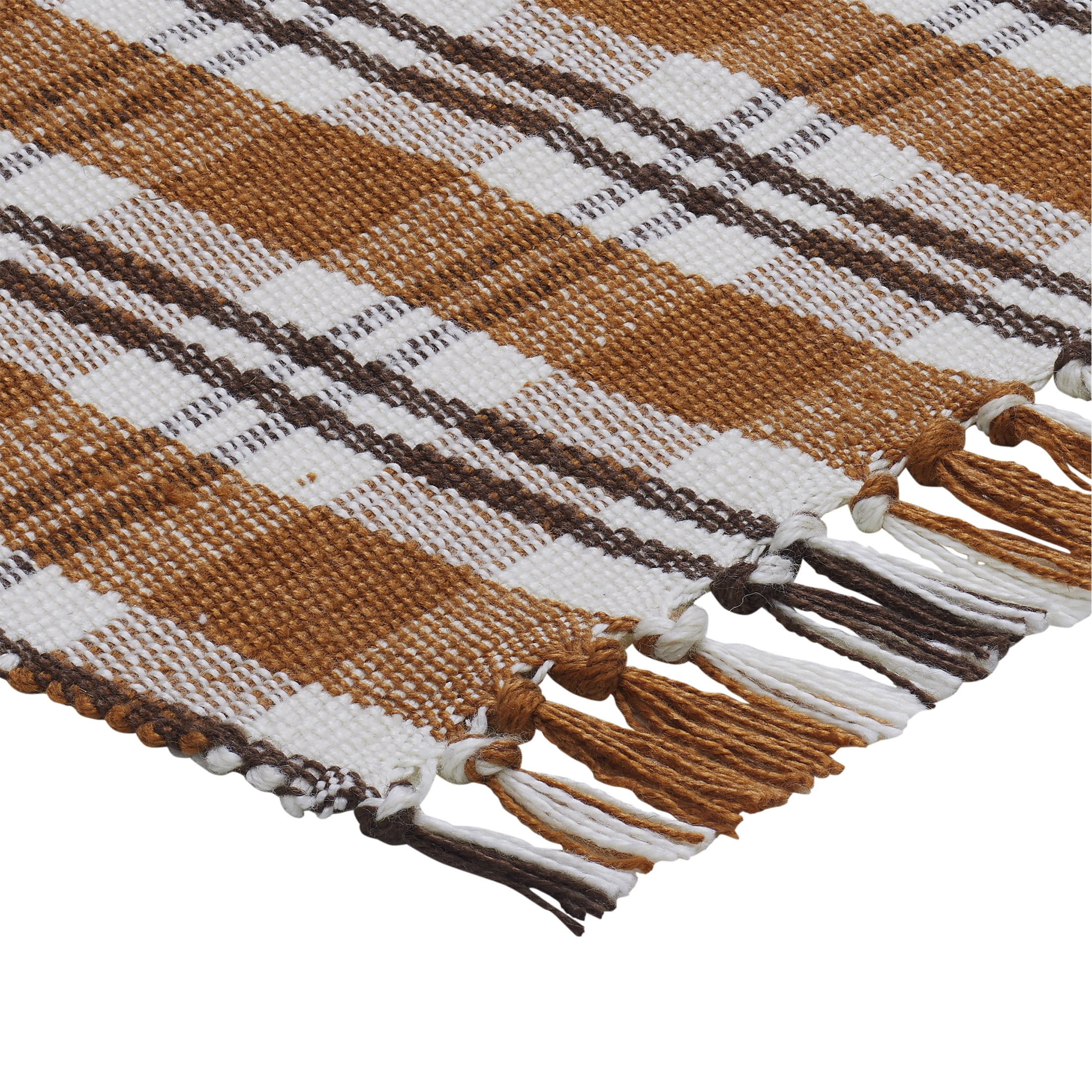 My Texas House Fall Taupe Plaid Indoor/Outdoor Layering Rug, 38" x 58"