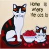 En Vogue B-153 Home Is Where the Cat Is - Decorative Ceramic Art Tile - 8 in. x 8 in.