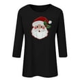 thumbnail image 4 of asdoklhq Long Sleeve Tops Christmas Ladies' Christmas Round Neck 3/4 Sleeve T-shirt Shirt Black XL, 4 of 4