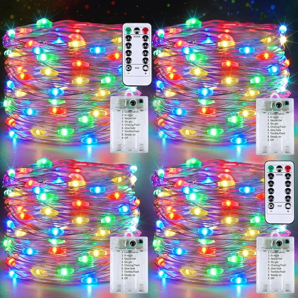 String Lights YIQU, paquete de 4 unidades, 8 modos, mando a distancia multicolor de 8 m