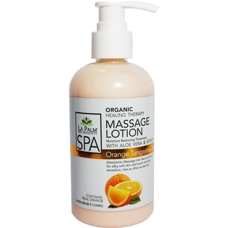 La Palm ORGANIC Healing Therapy Massage Lotion w/ Aloe Vera + Vitamin E - TROPICAL CITRUS (Best Lotion For Body Massage)