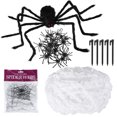 thumbnail image 2 of Muyoka Juego de tela de araña gigante de tela de araña triangular de Halloween con araña aterradora negra y 20 arañas pequeñas Juego de decoración de horror de Halloween para fiesta de disfraces Decor Muyoka Hogar, 2 of 4