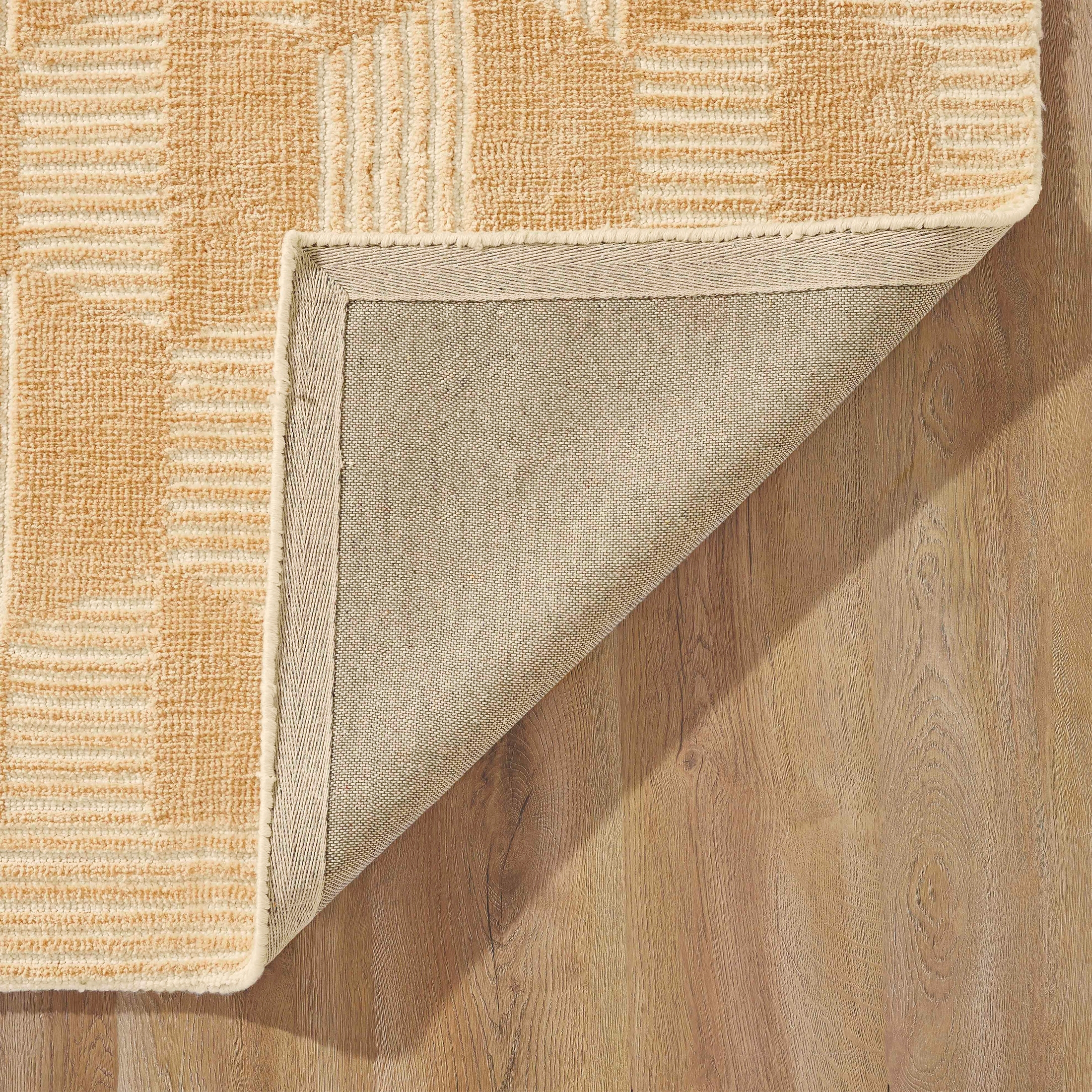 Beautiful Tufted Beige Geometric Stripe Indoor Area Rug by Drew Barrymore, 5' x 7'