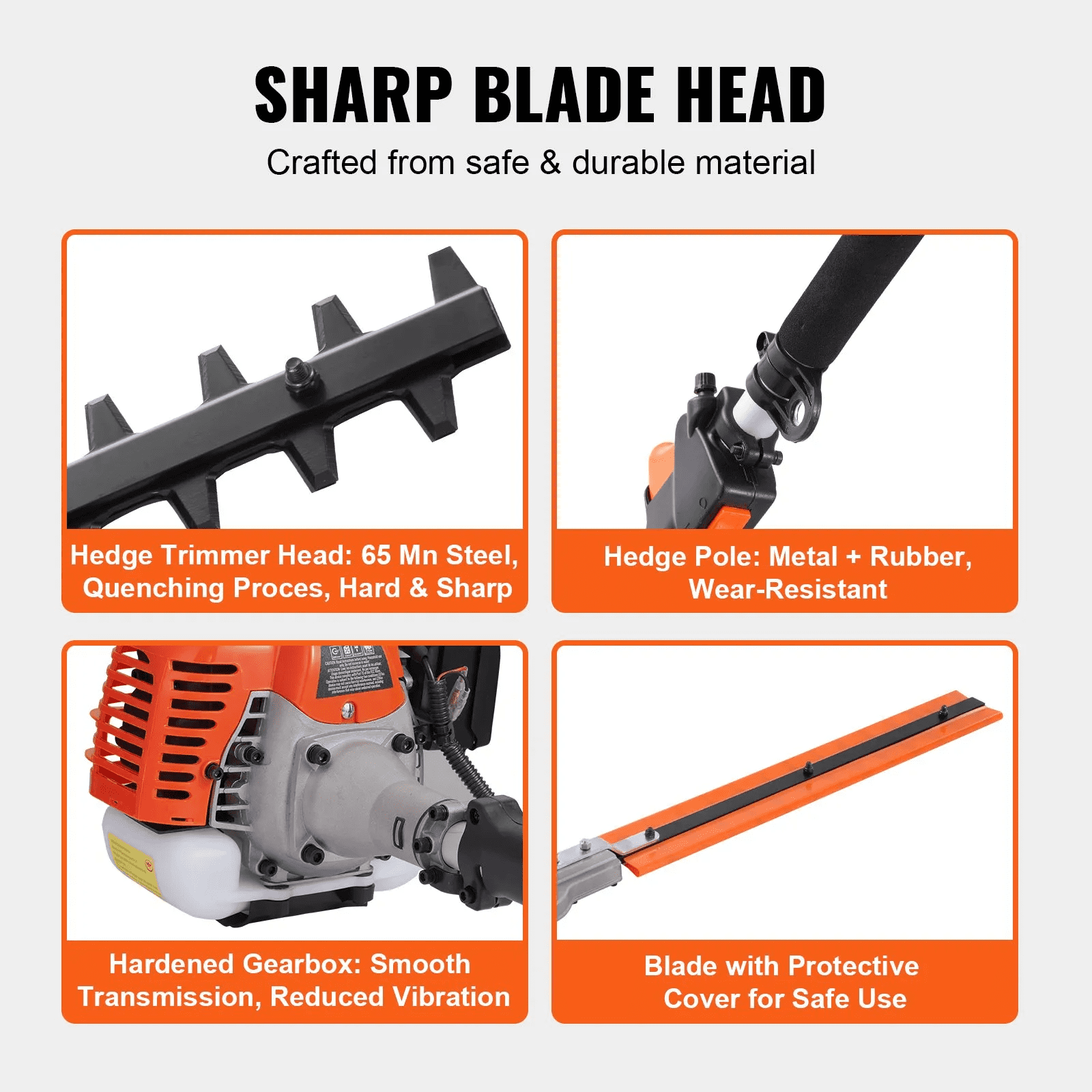 33CC 6-in-1 Multi-Functional Trimming Tools, Gas Hedge Trimmer, Weed Trimmer, String Trimmer, Brush Cutter, Edger, Pole Saw Chainsaw Pruner with Extension Pole