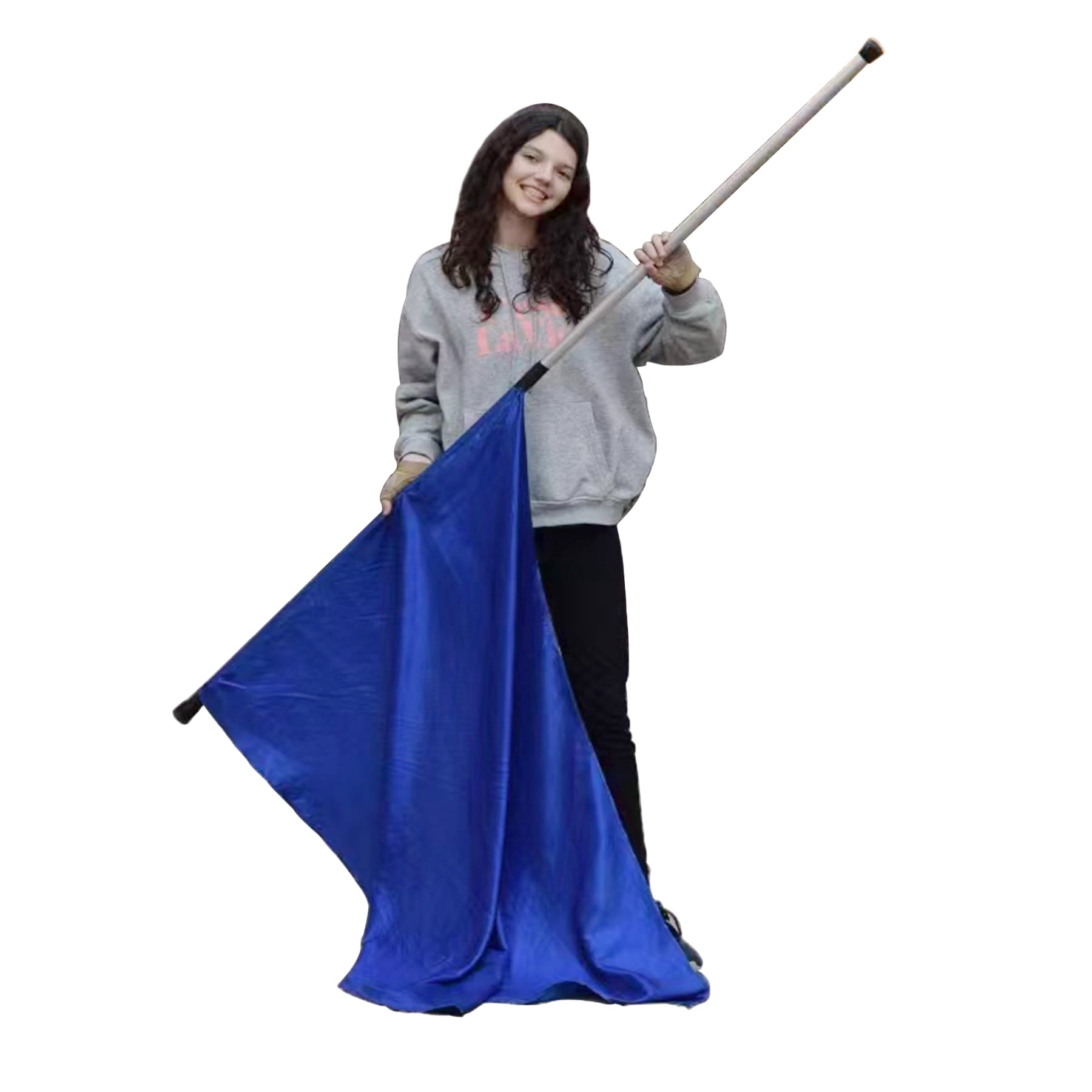 KHAMPA Color Guard Flags with Pole- Blue Lightweight Spinning Flags for Performances - Durable Construction - Ideal for Marching Bands, Drum Corps, and Dance Teams