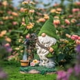 thumbnail image 2 of TERESA'S Collections Garden Gnomes Decor with Solar Lights, Fathers Gifts, Green Outdoor Resin Decorations for Porch Patio, Gnome Ornaments for Dad and Mom，9", 2 of 6