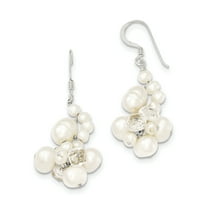 Primal Silver Sterling Silver Clear Crystal and Freshwater Cultured Pearl Earrings