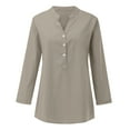 thumbnail image 5 of Womens Blouses Summer Solid Color Stank Long Sleeve Button Loose Smock Tops Holiday-Wear, 5 of 7