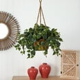 thumbnail image 6 of Nearly Natural 24" Plastic/Polyester Philo Plastic Artificial Plant Hanging Basket, Green, 6 of 6
