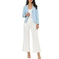 thumbnail image 3 of INSPIRE CHIC Women's Blazer Open Front Wear-to-Work Summer Crop Suit Jacket 2XL Sky Blue-Solid, 3 of 8