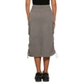 thumbnail image 3 of INSPIRE CHIC Midi Skirt for Women's Flap Pocket Back Slit Drawstring Cargo Skirt M Grey, 3 of 5