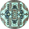 thumbnail image 1 of Ahgly Company Indoor Round Persian Light Blue Traditional Area Rugs, 4' Round, 1 of 4
