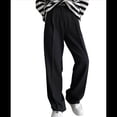 thumbnail image 3 of Pantalones de Traje de Pierna para Mujer, Pantalones Largos Informales de Negocios con Cintura Holgada y Corte Holgado Negro S, 3 of 10