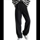 thumbnail image 3 of Pantalones de Traje de Pierna para Mujer, Pantalones Largos Informales de Negocios con Cintura Holgada y Corte Holgado Negro L, 3 of 10