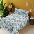 thumbnail image 2 of Ambesonne Flowers Vintage Fitted & Flat Sheet with Sham 3 Pcs Set, Sketchy Floral Boho, Twin, Turquoise Ceil Blue White, 2 of 5