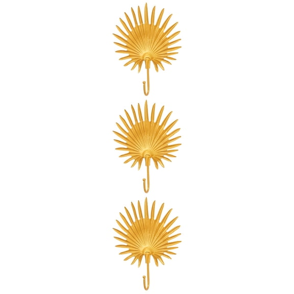 Set of 3 Sundries Hook Wall-mounted Hanger over Ginkgo Rack Golden