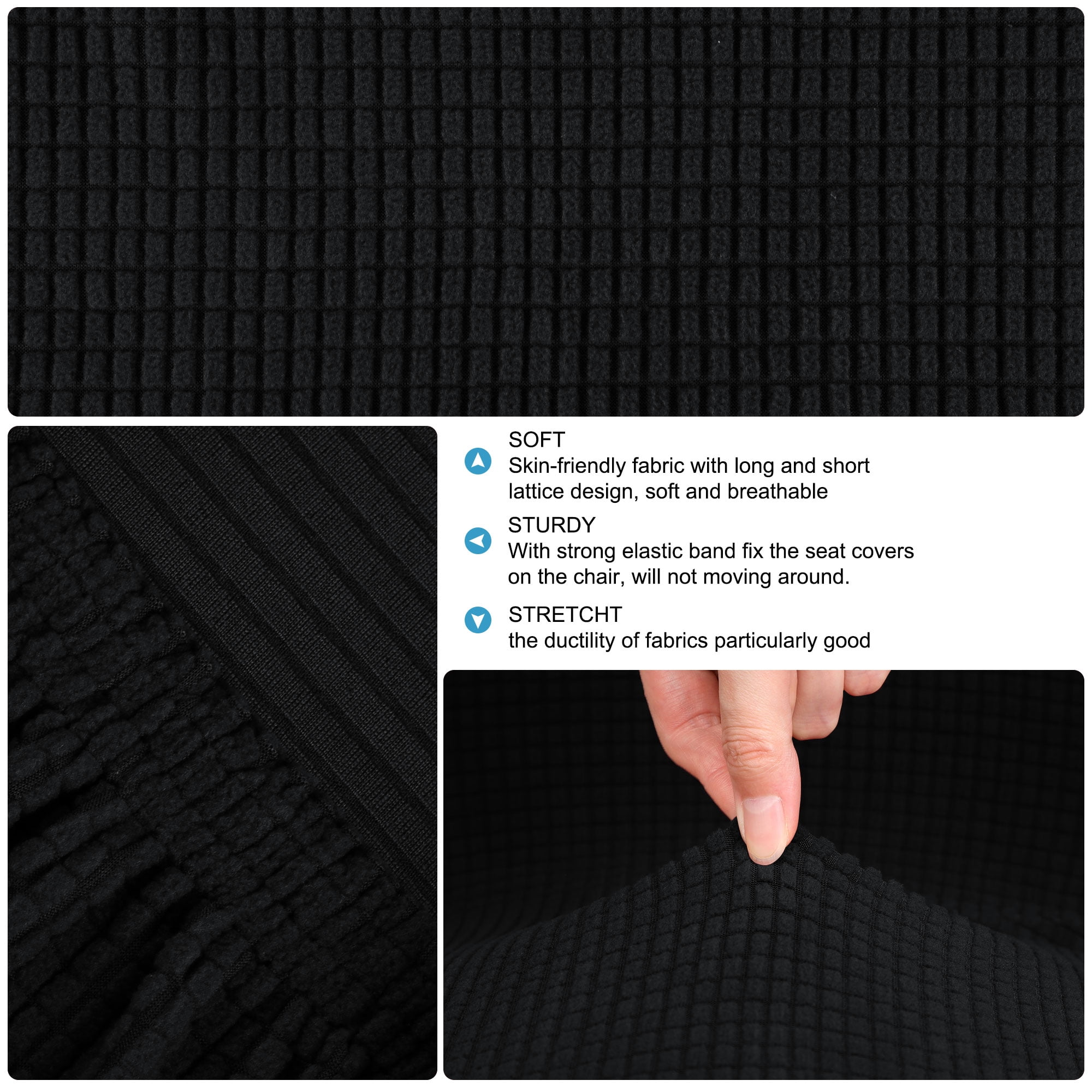 Unique Bargains Polyester Stretch Bar Stool Covers Elastic Band Mid Back Chair Slipcover Black 2 Pcs