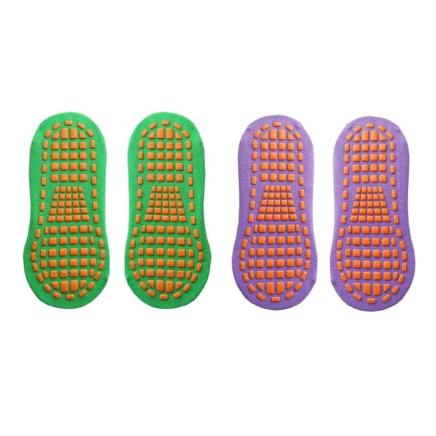 2 pares de calcetines de yoga de 2 colores para mujer, antideslizantes, para pilates, ejercicio, gimnasio, etc. Verde + Púrpura