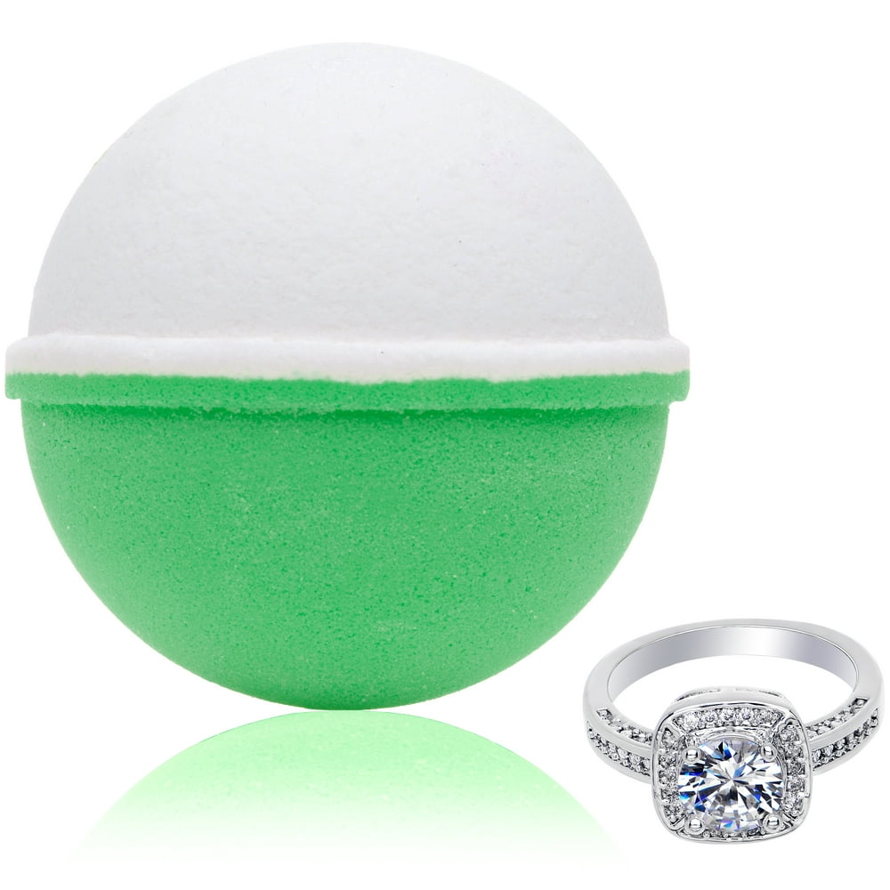 Bath Bomb with Size 6 Ring Inside Coconut Lime Extra Large 10 oz. Made