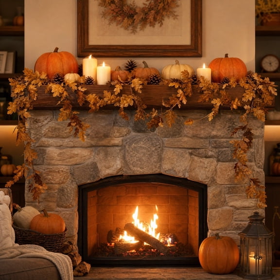 Halloween Sale Clearance!Fall Decorations for Home, Thanksgiving Vines Maple Leaf Vines Home Decoration Living Room Landscaping Fireplace Decoration Hanging Vines Simulation Maple Leaf Vines