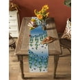 thumbnail image 4 of Blue Floral Spring Burlap Cotton Table Runner 16x72 Inches Long, Summer Farmhouse Botanical Butterfly Farmhouse Table Runners, Outdoor Dining Tablecloths Decor for Baby Shower/Party/Wedding, 4 of 6