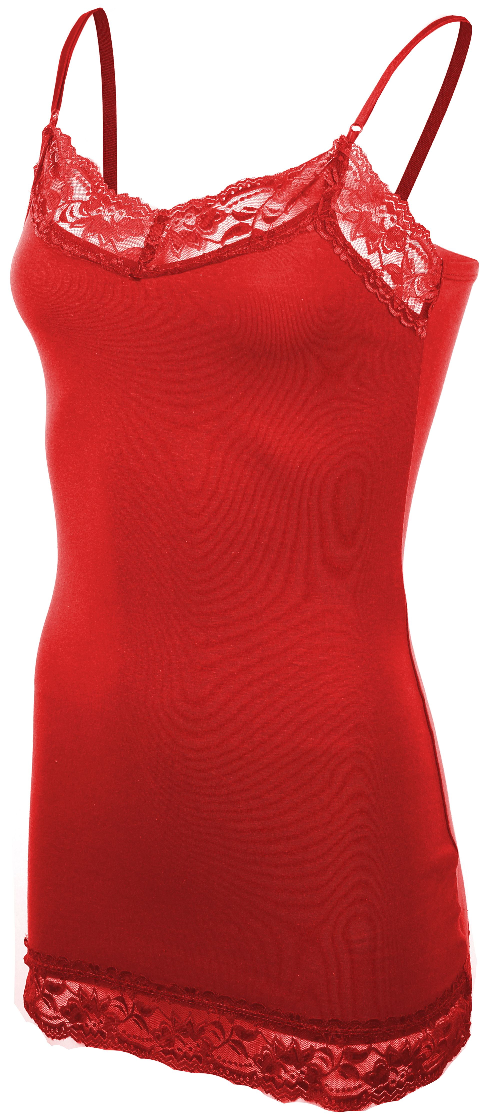 Lace Trim Shapewear Tank Top Red