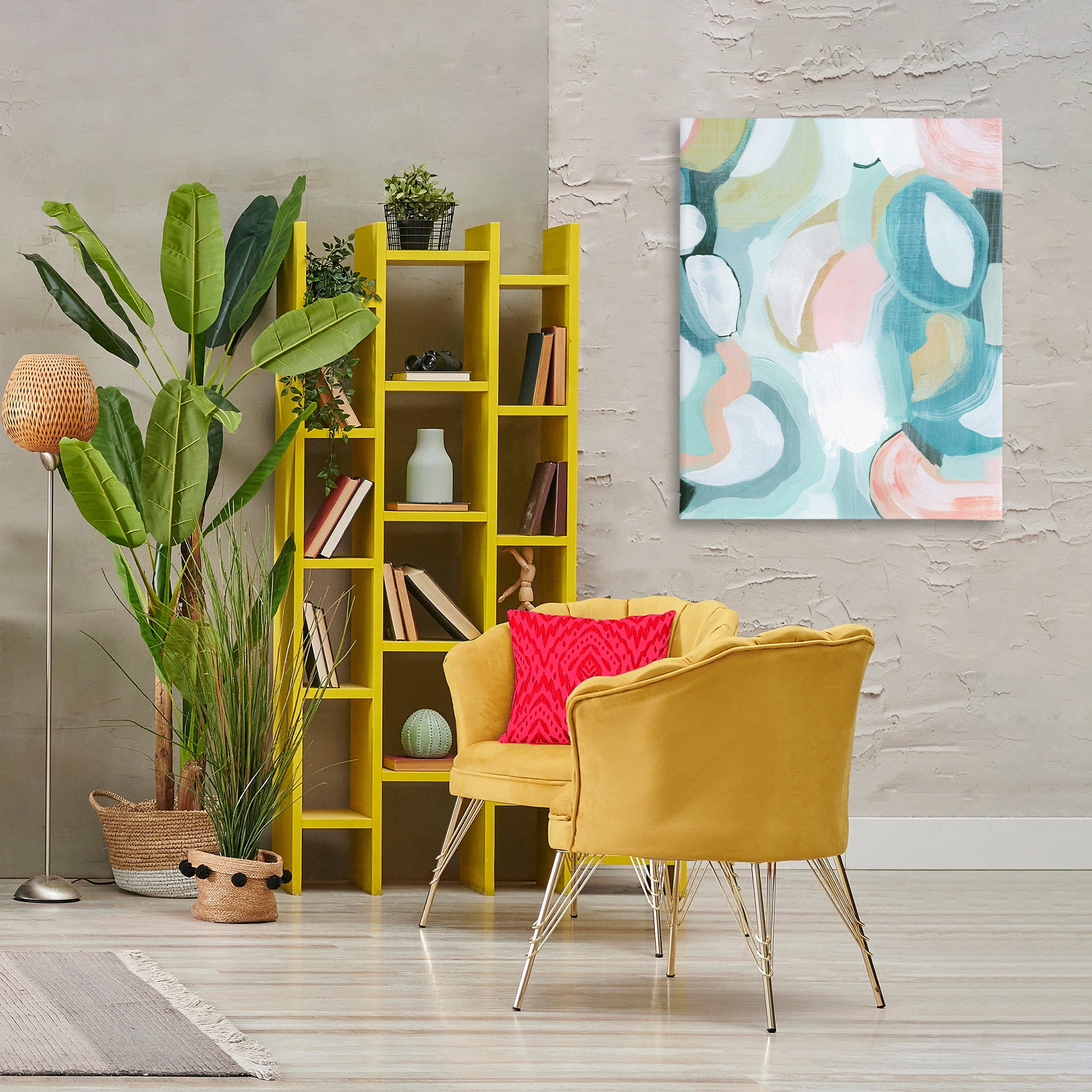 Stupell Industries Pastel Round Forms Abstract Painting Wrapped Canvas Art Print Wall Art, 30 x 40