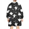 thumbnail image 2 of Wearable Oversized Blanket,Spooky Halloween Ghosts Pattern Wearable Blanket Hoodie for Adults,Cozy Hooded Blankets with Super Pockets,Super Warm Fuzzy Pullover for Women & Men, 2 of 6