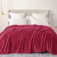 thumbnail image 4 of Exclusivo Mezcla Plush Fuzzy Fleece Twin Size Blanket, Super Soft Fluffy Blankets (Burgundy, 60"x80"), 4 of 6
