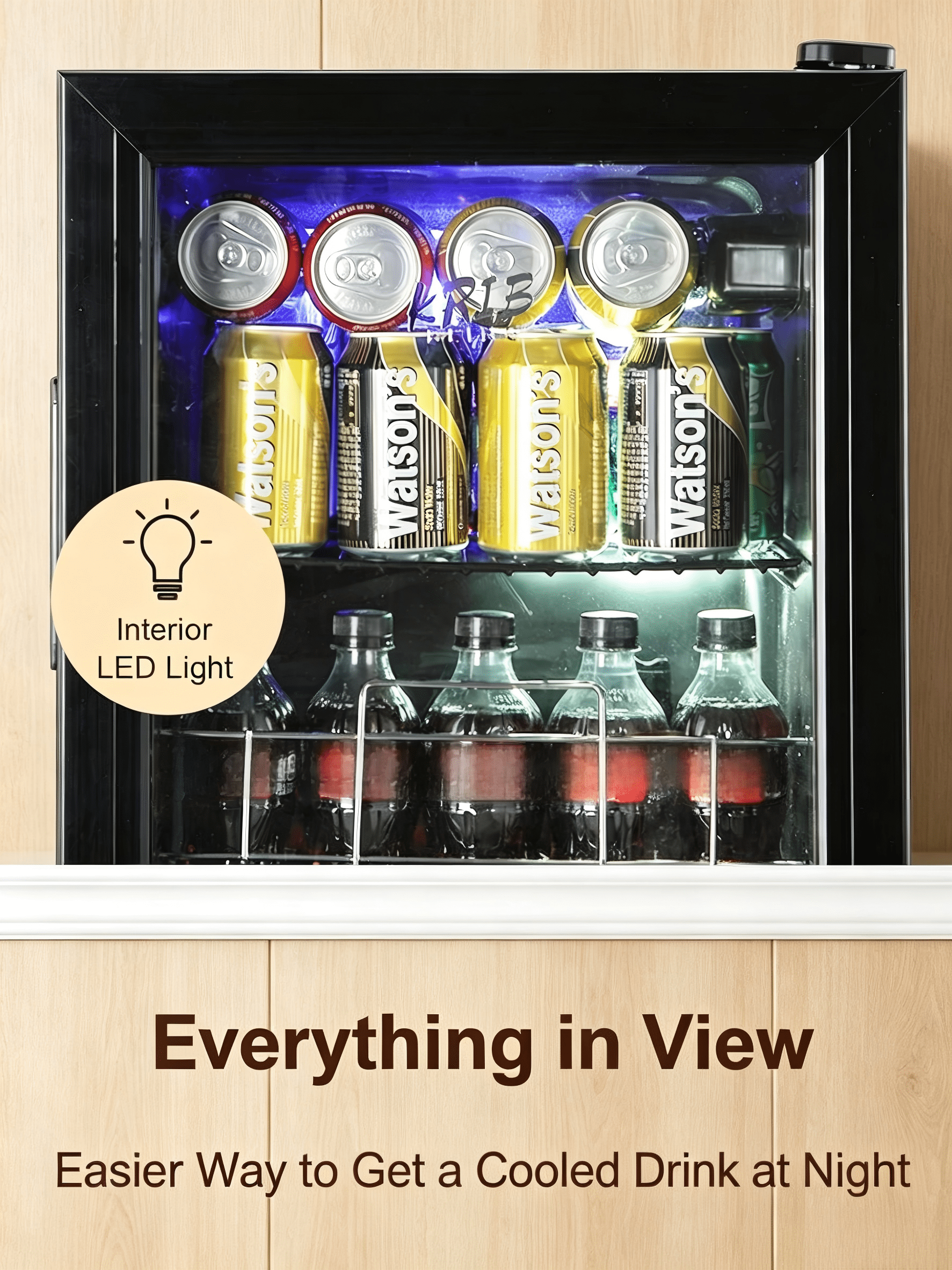 GGTB 3.2 Cu.ft Beverage Refrigerator with Glass Door, 120-Can Drink Cooler for Home Bar Office, Black