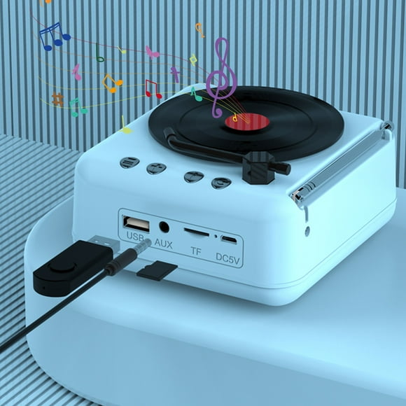 Altavoz Bluetooth, reproductor de discos de audio Bluetooth, sonido Bluetooth inalámbrico, retro creativo, mini altavoz portátil con inserción de tarjeta, subwoofer pequeño, regalo de audio Bluetooth