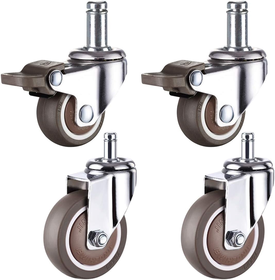 Gamvdout Plate Casters 4X Office Chair Moving Caster Wheels Trolley Furniture Replacement Castors Wheels Heavy Duty Castor Wheels 360° Swivel Rubber Caster Wheels Standard Stem Caster