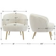thumbnail image 3 of Guyou Faux Fur Sherpa Chair, Modern Barrel Upholstered Accent Chair with Curved Backrest, Single Sofa Chair for Living Room Bedroom, White, 3 of 8
